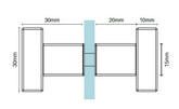 Square recessed knob for shower door - Matt Black